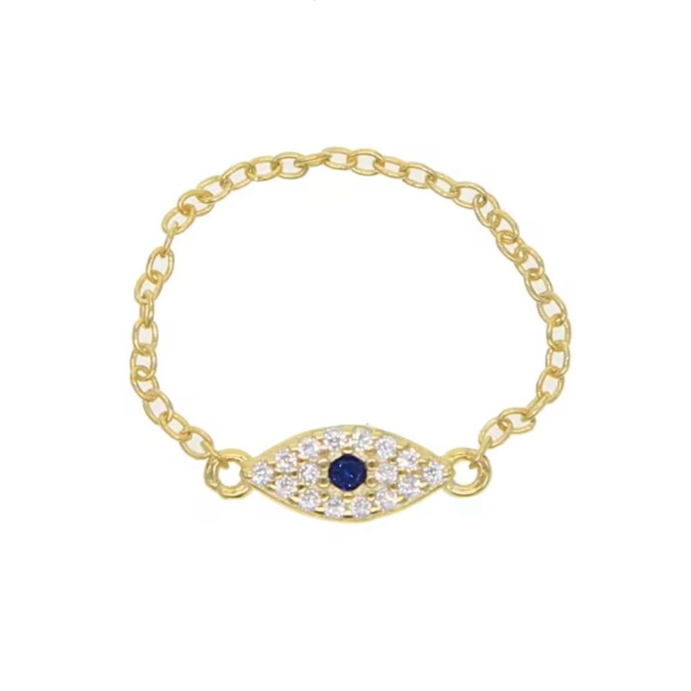 925 Sterling Silver evil eye chain ring! Size 7